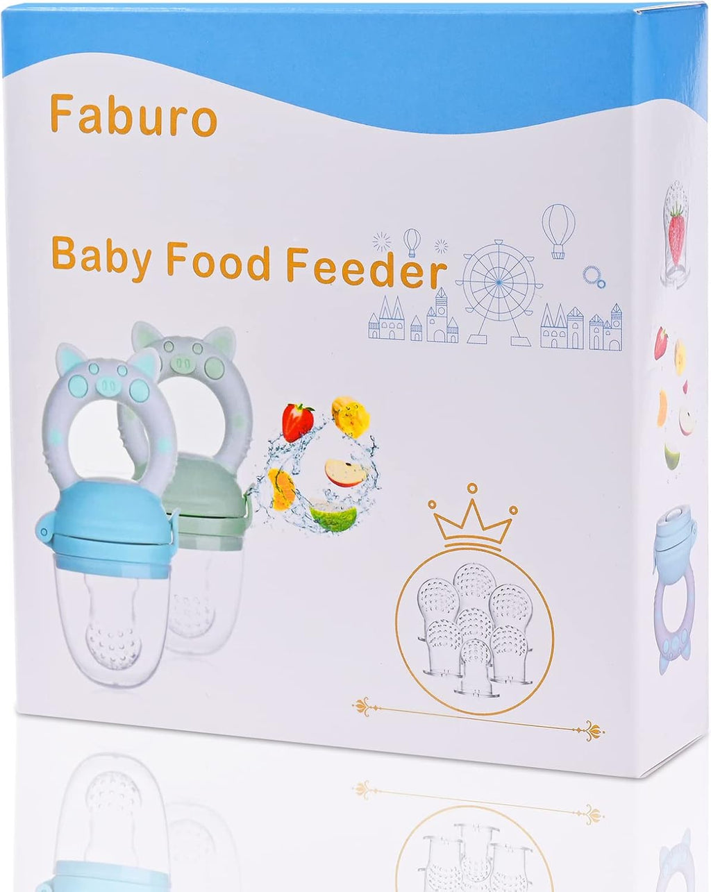 Baby Food Feeder Baby Fruit Feeder Pacifier Set Fresh Food Feeder: 2PCS Fruit Feeder Pacifier with 7 Silicone Sacs (3 Sizes- S, M, L)