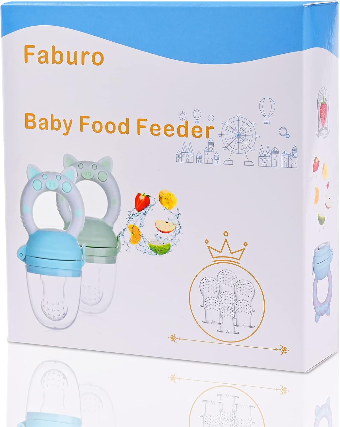 Baby Food Feeder Baby Fruit Feeder Pacifier Set Fresh Food Feeder: 2PCS Fruit Feeder Pacifier with 7 Silicone Sacs (3 Sizes- S, M, L)