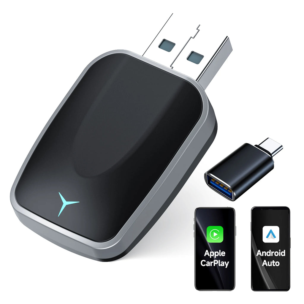 2-In-1 Wired to Wireless Carplay Adapter & Android Auto Wireless Adapter Plug & Play