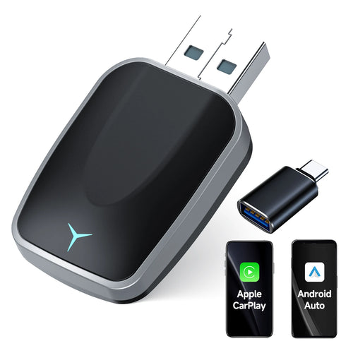 2-In-1 Wired to Wireless Carplay Adapter & Android Auto Wireless Adapter Plug & Play