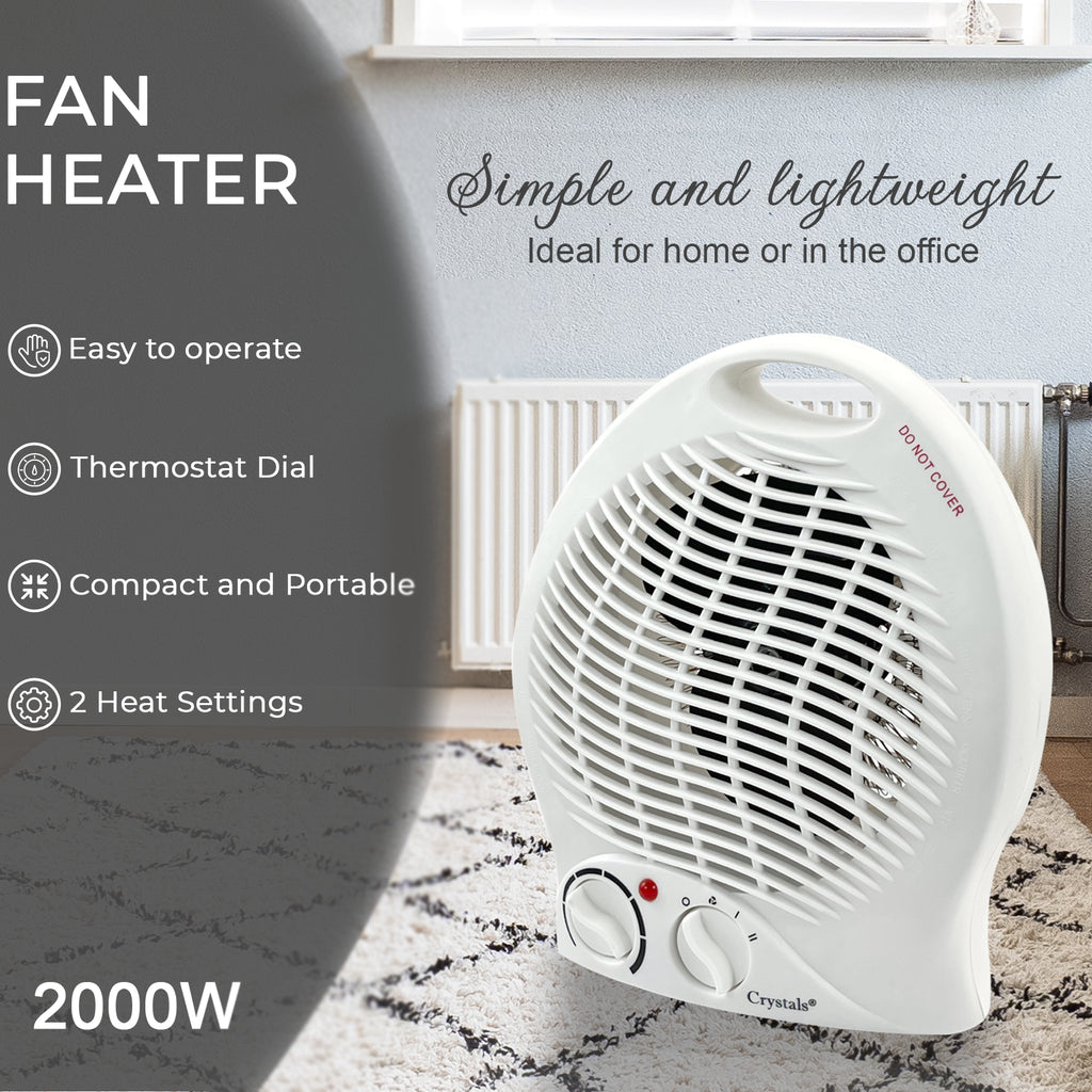 Fan Heater 2KW 2000W Portable Electric Hot Warm Air Upright Overheat Protection