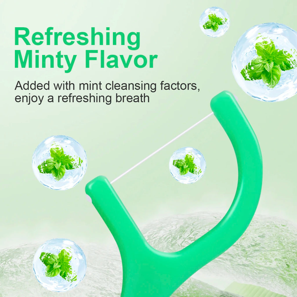 300/150/50Pcs Mint Floss Stick - Disposable Floss Cleaning Stick - Toothpick to Remove Plaque and Food Residue - Oral Cleaning