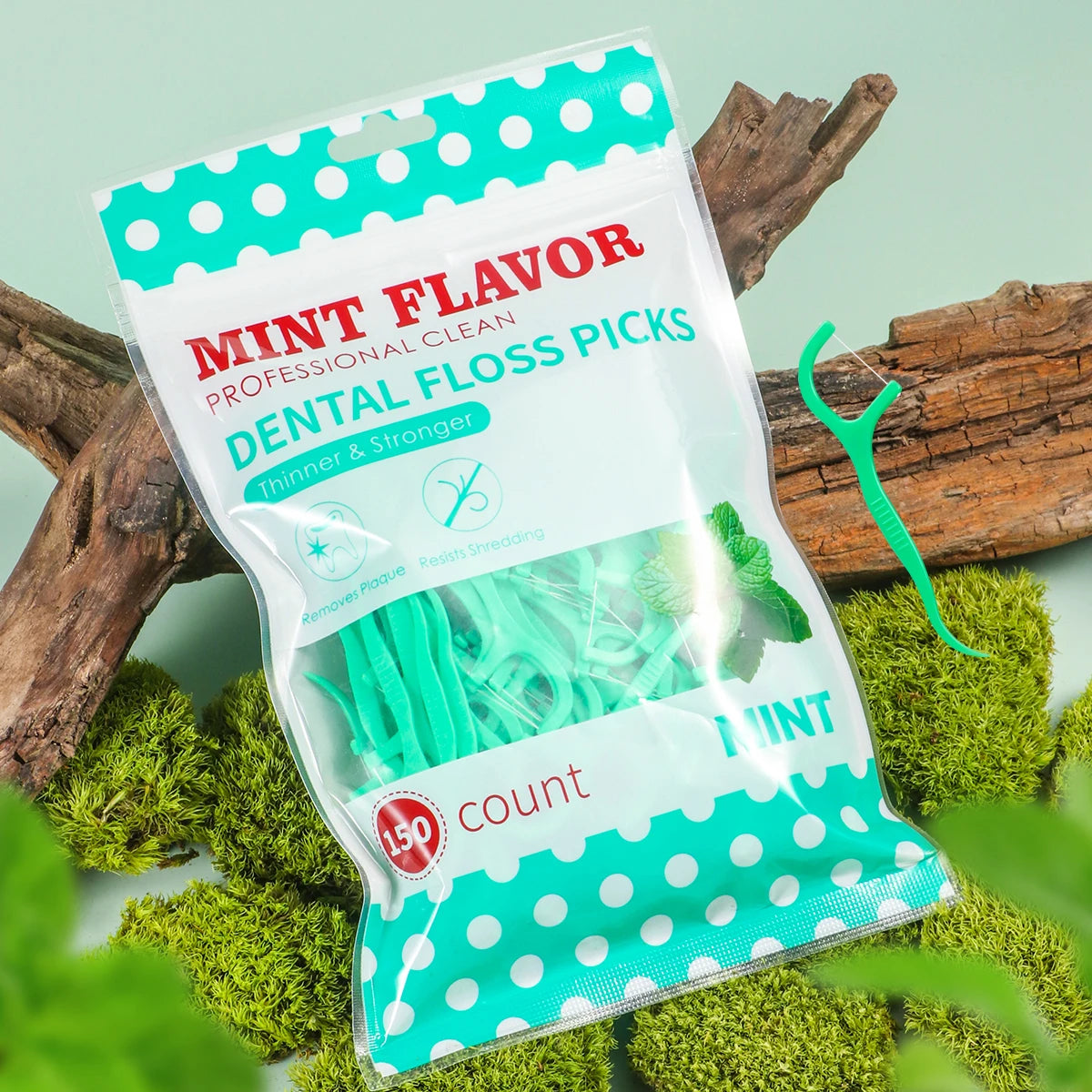 300/150/50Pcs Mint Floss Stick - Disposable Floss Cleaning Stick - Toothpick to Remove Plaque and Food Residue - Oral Cleaning