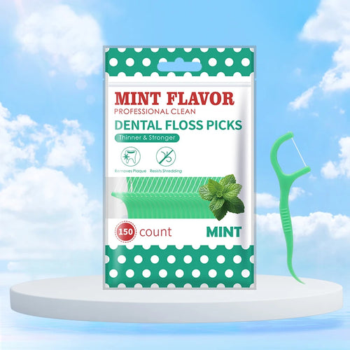 300/150/50Pcs Mint Floss Stick - Disposable Floss Cleaning Stick - Toothpick to Remove Plaque and Food Residue - Oral Cleaning