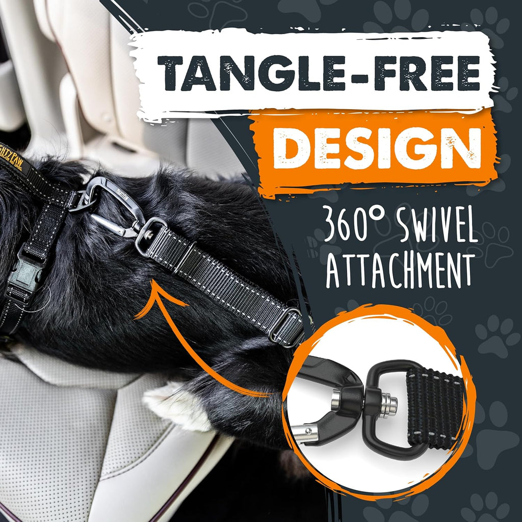 Dog Car Seat Belt | Universal Pet Safety Belt, Created with Human Seatbelt Material. All-Metal Hardware with Adjustable Length Strap. Exceeds Safety Standards. Keep Your Dog Secure (Black)
