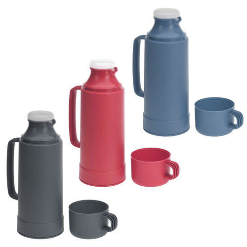 1L Flask Glass Vacuum Insulated Tea Coffee Hot Drinks Cup Lid Outdoor Travel