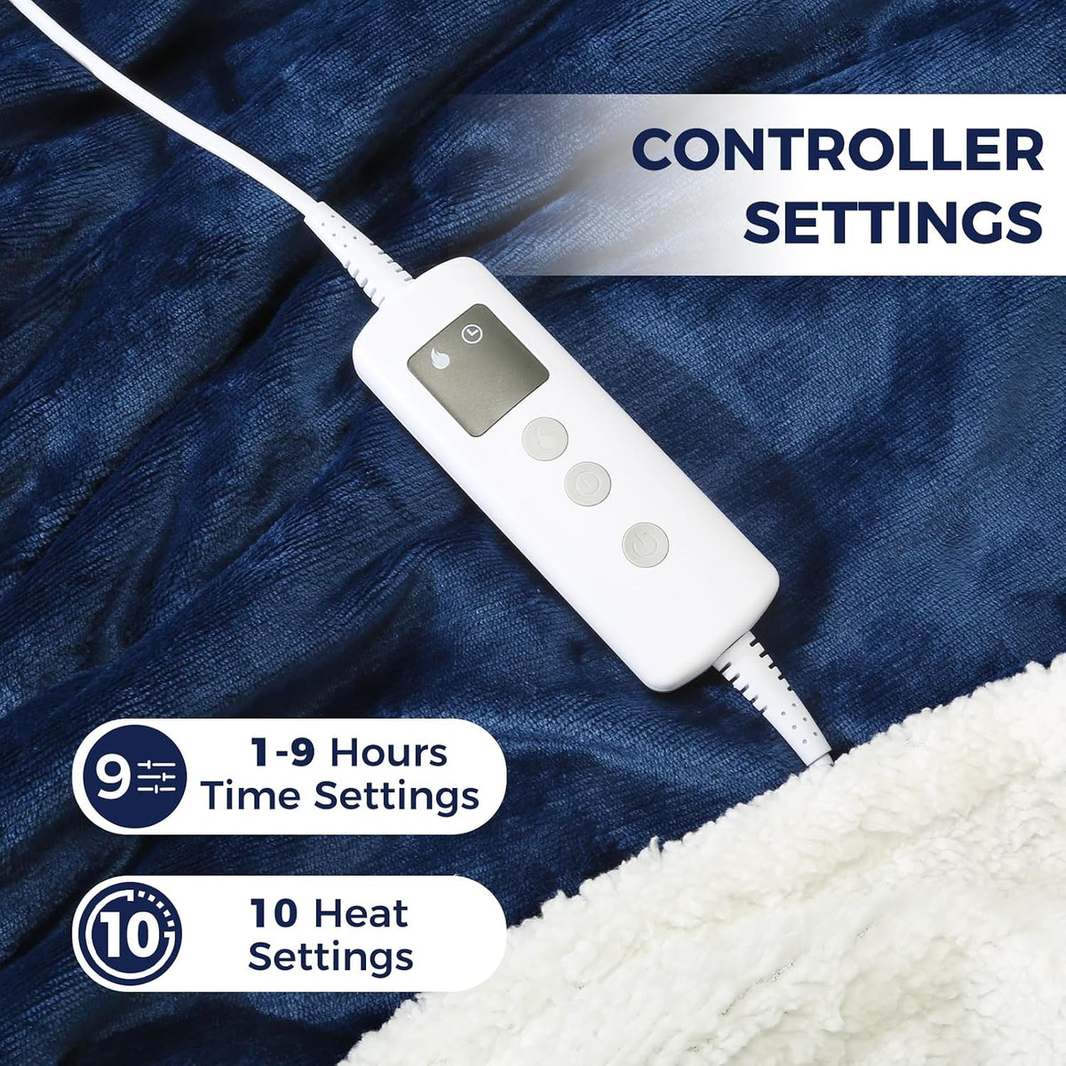 Heated Blanket, Electric Heated Throw 160X130Cm Blue, Electric Throw
