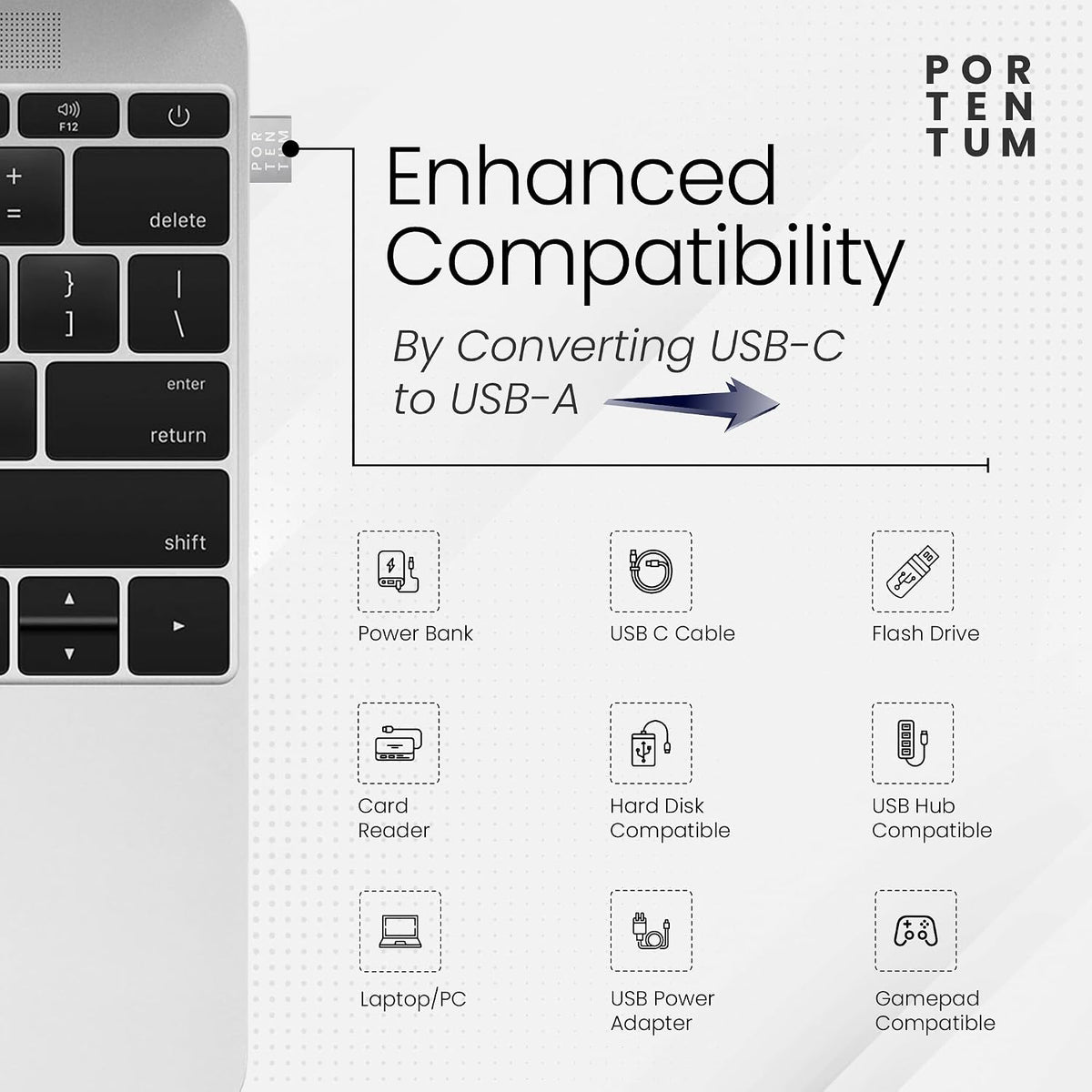 USB C to USB Adaptor - 480 MB Speed - Premium Zinc Allow with High Heat Resistance - USB to USB C Adapter with Only 4 Grams - Silver