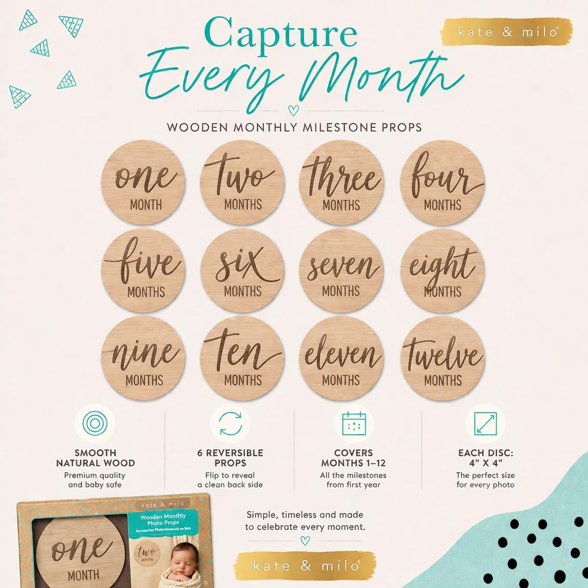 Baby Milestone Markers, Baby Age Milestone Keepsakes and Photo Props