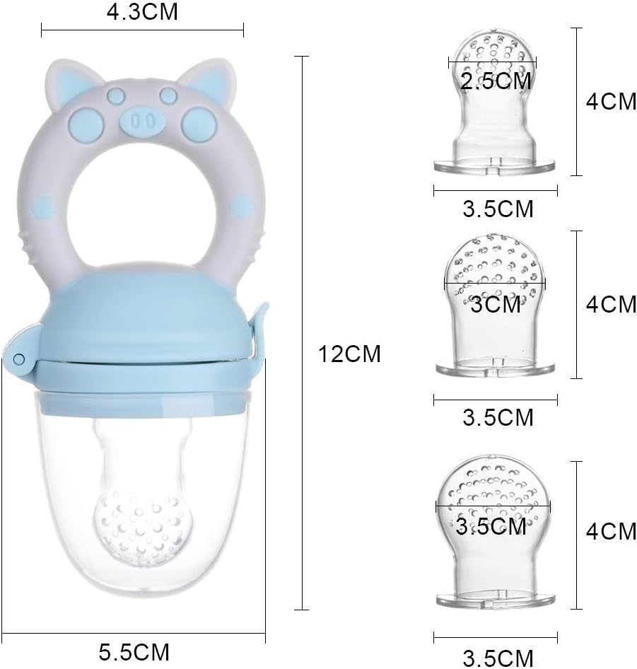 Baby Food Feeder Baby Fruit Feeder Pacifier Set Fresh Food Feeder: 2PCS Fruit Feeder Pacifier with 7 Silicone Sacs (3 Sizes- S, M, L)