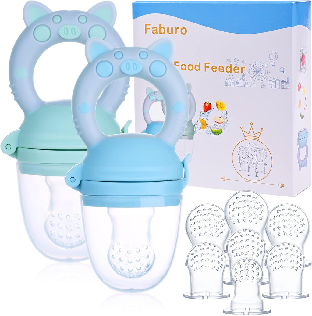Baby Food Feeder Baby Fruit Feeder Pacifier Set Fresh Food Feeder: 2PCS Fruit Feeder Pacifier with 7 Silicone Sacs (3 Sizes- S, M, L)