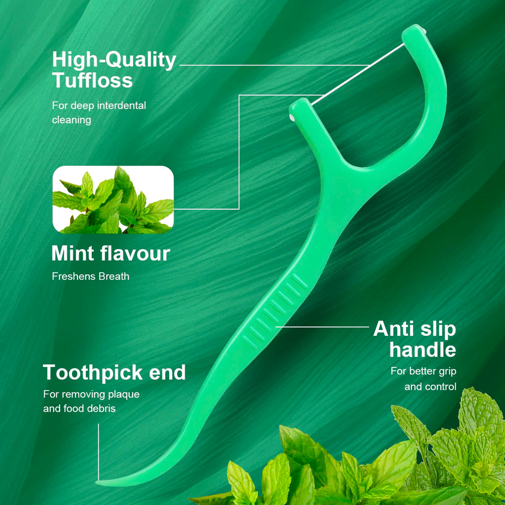 300/150/50Pcs Mint Floss Stick - Disposable Floss Cleaning Stick - Toothpick to Remove Plaque and Food Residue - Oral Cleaning