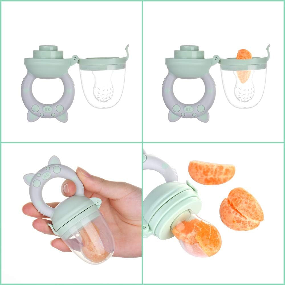 Baby Food Feeder Baby Fruit Feeder Pacifier Set Fresh Food Feeder: 2PCS Fruit Feeder Pacifier with 7 Silicone Sacs (3 Sizes- S, M, L)