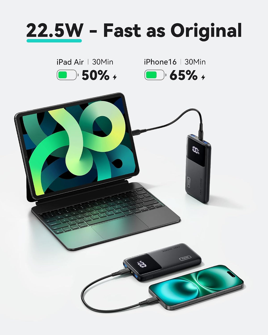 Power Bank, 10000Mah 22.5W PD3.0 QC4.0 Fast Charging Portable Charger