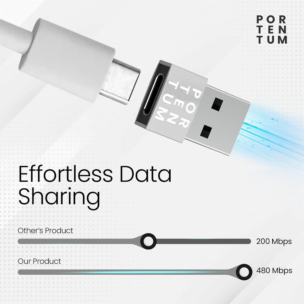 USB C to USB Adaptor - 480 MB Speed - Premium Zinc Allow with High Heat Resistance - USB to USB C Adapter with Only 4 Grams - Silver