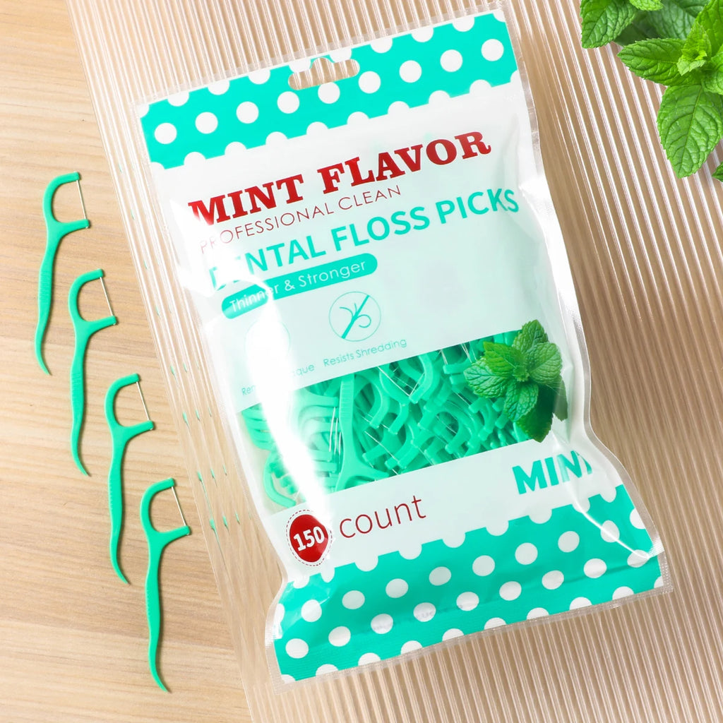 300/150/50Pcs Mint Floss Stick - Disposable Floss Cleaning Stick - Toothpick to Remove Plaque and Food Residue - Oral Cleaning