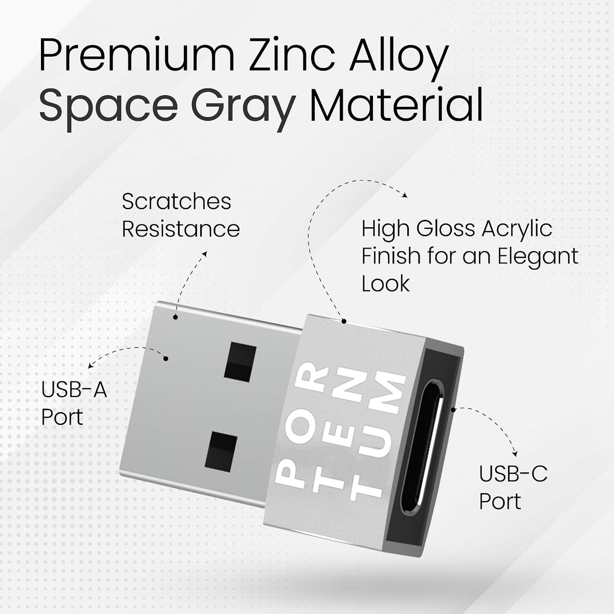USB C to USB Adaptor - 480 MB Speed - Premium Zinc Allow with High Heat Resistance - USB to USB C Adapter with Only 4 Grams - Silver