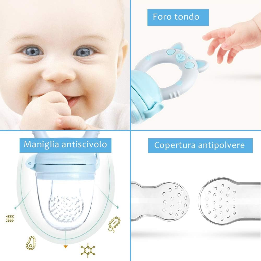 Baby Food Feeder Baby Fruit Feeder Pacifier Set Fresh Food Feeder: 2PCS Fruit Feeder Pacifier with 7 Silicone Sacs (3 Sizes- S, M, L)